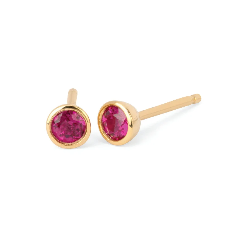 Ruby Bezel Set Stud Earrings