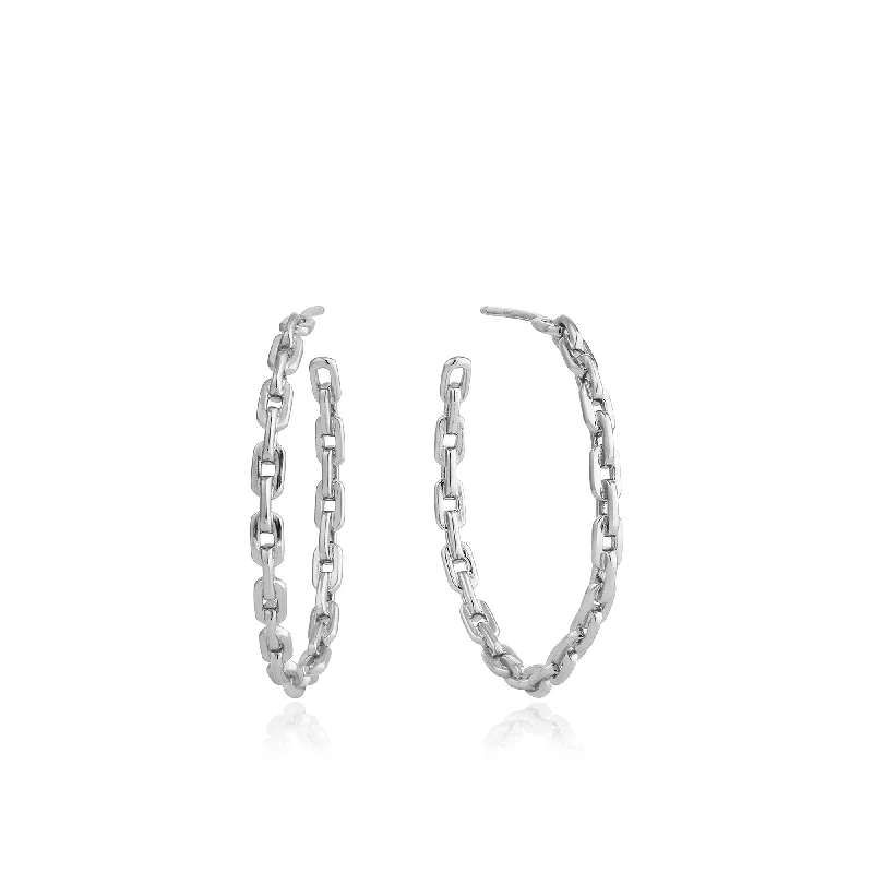 Silver Chain Hoop Earrings