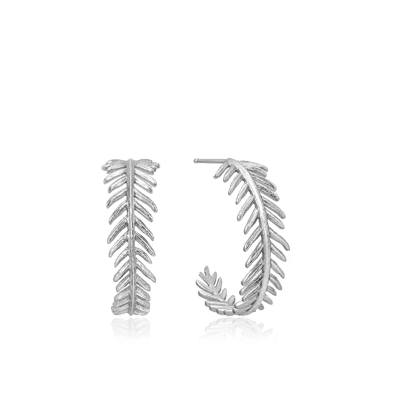 Silver Palm Hoop Earrings