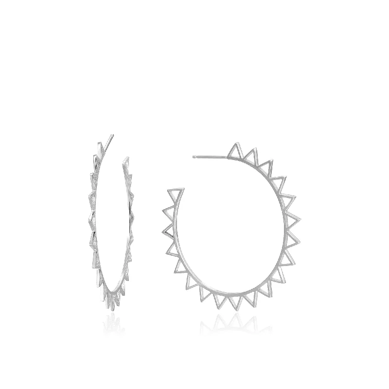 Silver Spike Hoop Earrings