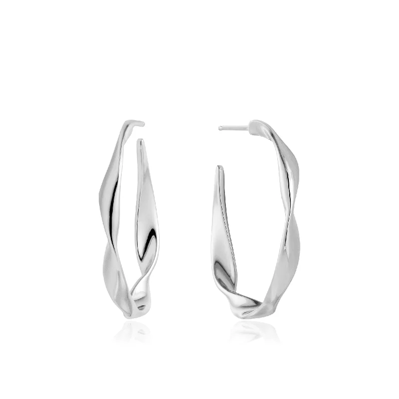 Silver Twist Hoop Earrings