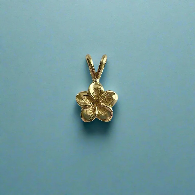 Small Hawaiian Plumeria Pendant in 14K or 18K Gold