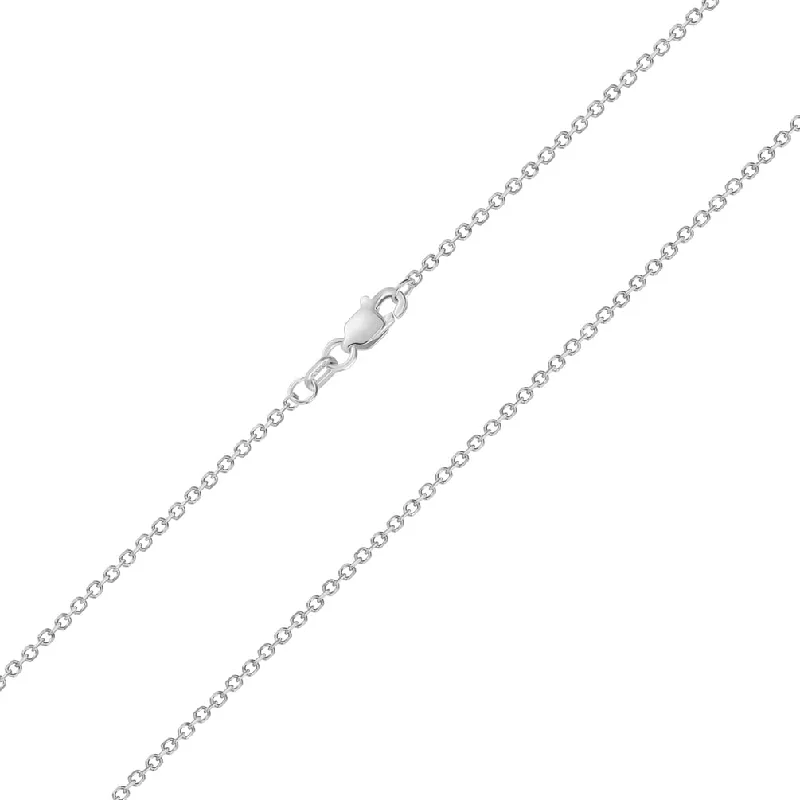 Solid 14k White Gold 1.2mm Cable Chain Dainty D/C Rolo Necklace with Lobster Lock