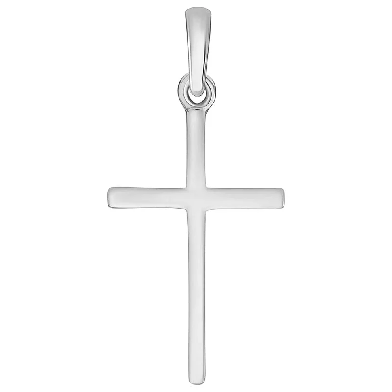 Solid 14k White Gold Classic Christian Cross Charm Pendant