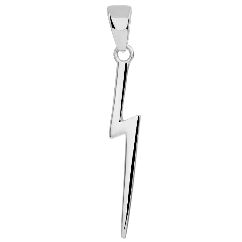 Solid 14k White Gold Lightning Bolt Pendant