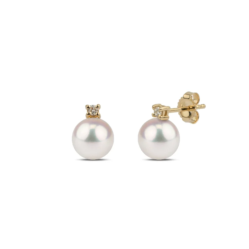 Starlight Collection 7.0-7.5 mm White Akoya Pearl & Diamond Stud Earrings