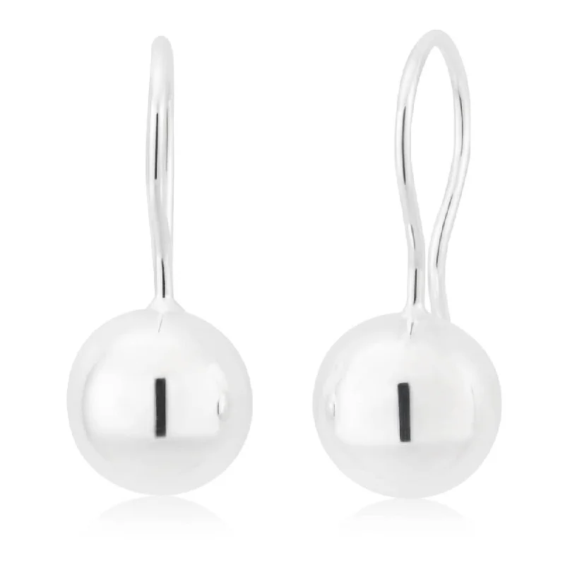 Sterling Silver 10mm Euroball Drop Earrings