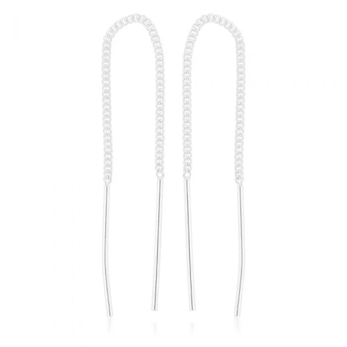 Sterling Silver Bar Drop Threader Earrings