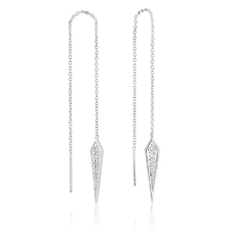 Sterling Silver Fancy Spear Threader Drop Earrings