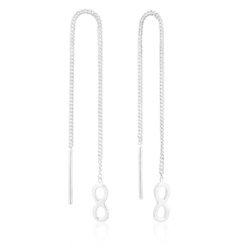 Sterling Silver Infinity Drop Threader Earrings