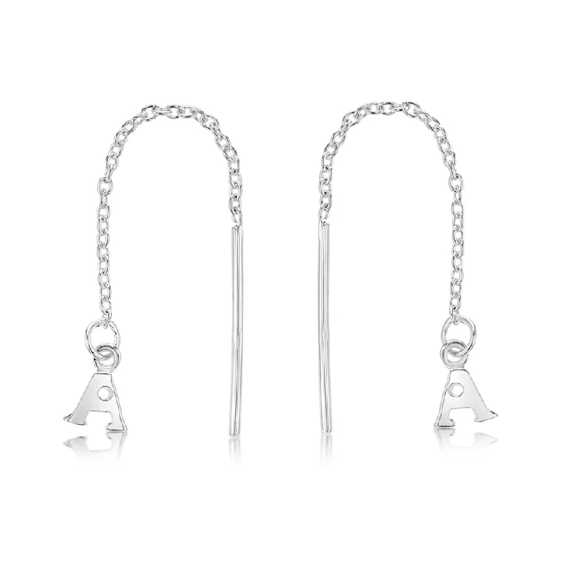 Sterling Silver Initial A Threader Drop Earrings