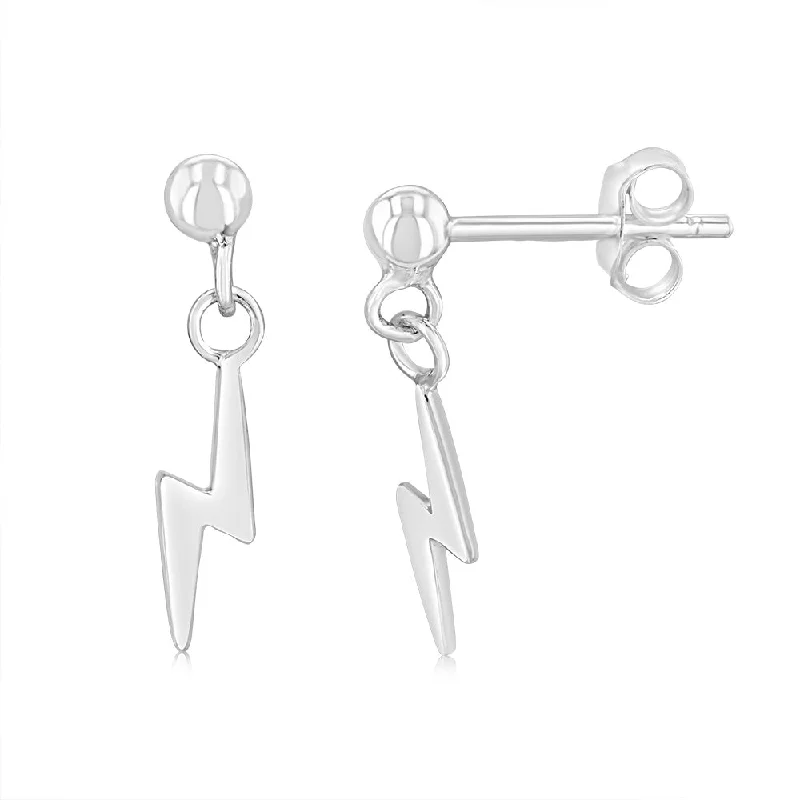 Sterling Silver Lightning Bolt Drop Earrings