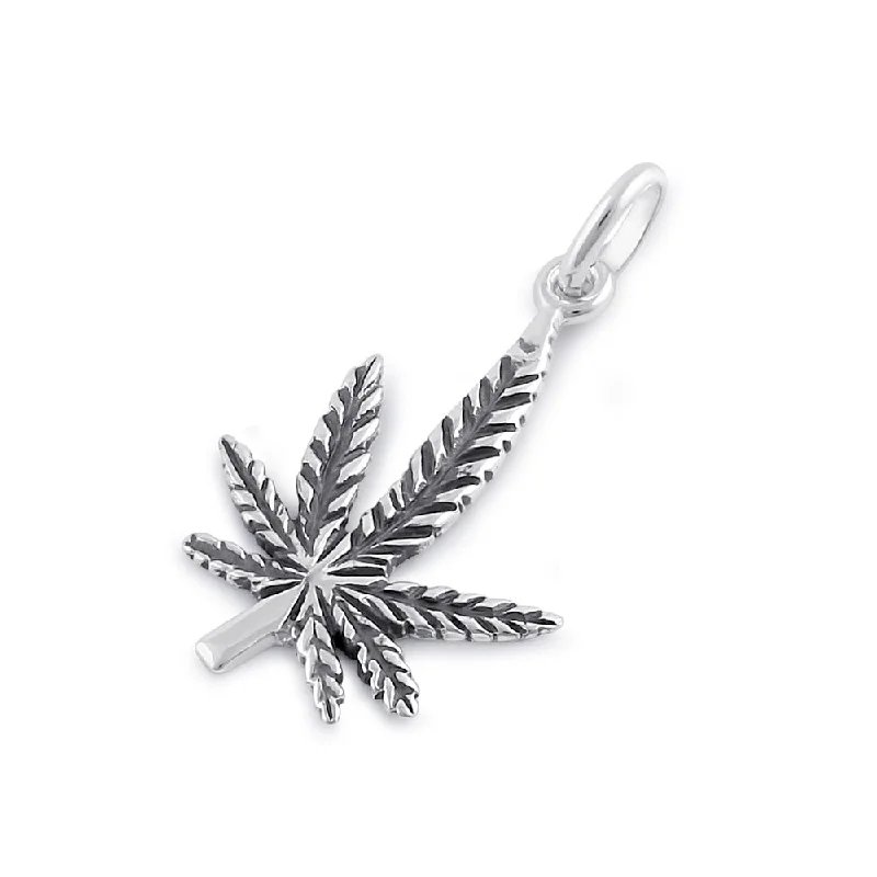 Sterling Silver Marijuana Leaf Pendant