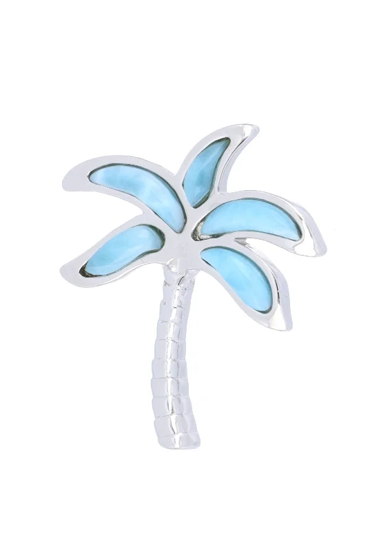 Sterling Silver Palm Tree Larimar Pendant