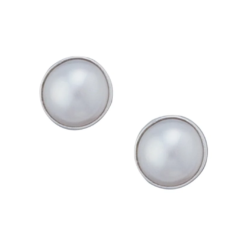 Sterling Silver Pearl Post Earrings