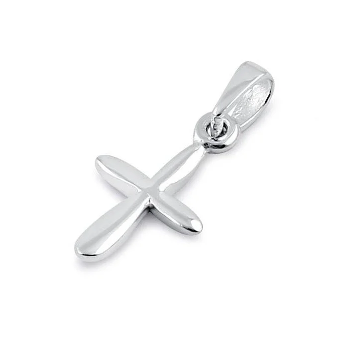 Sterling Silver Plain Rounded Cross Pendant