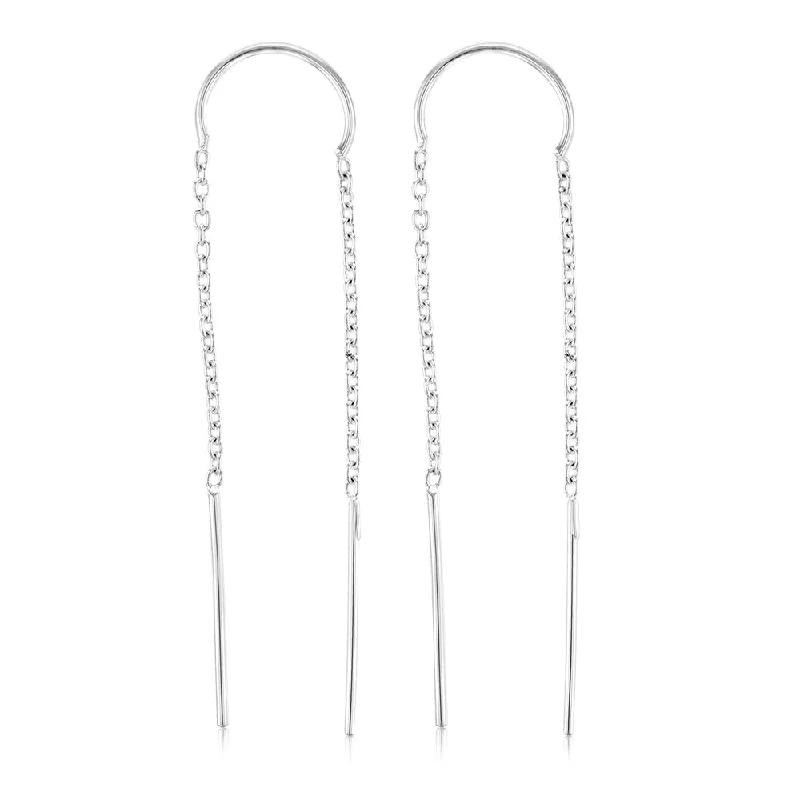 Sterling Silver Plain Threader Drop Earring