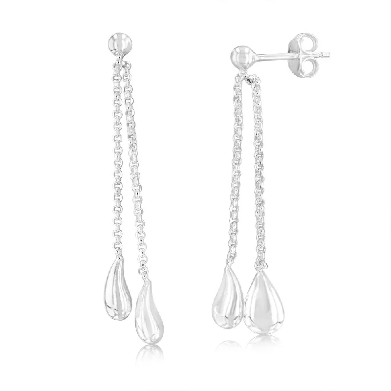 Sterling Silver Polished Double Tear Drop Earrings