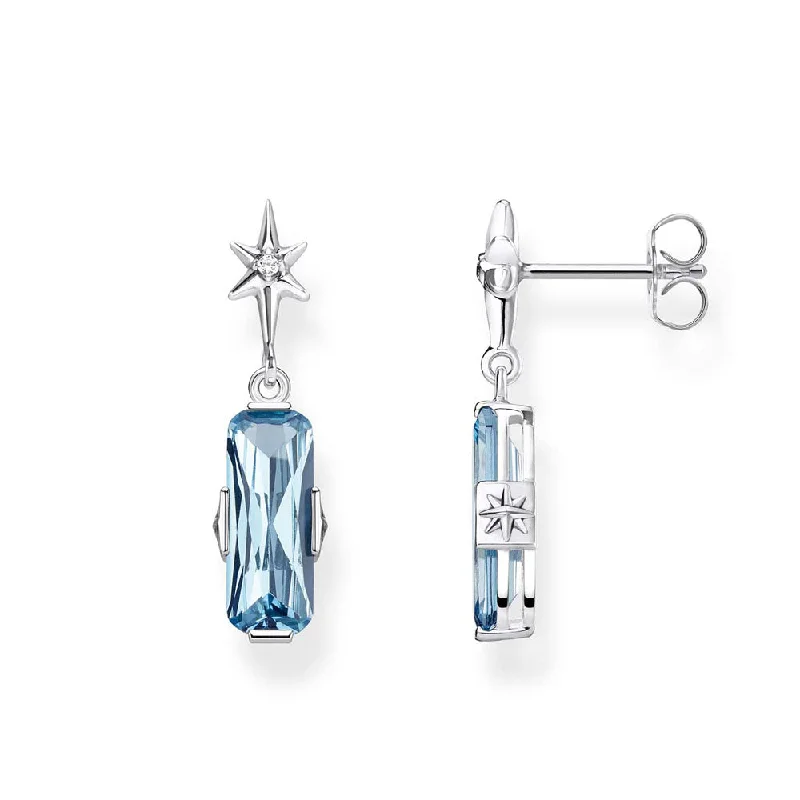 Sterling Silver Thomas Sabo Magic Stones Aqua Star Drop Earrings