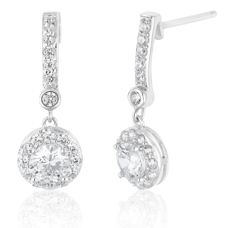 Streling Silver Cubic Zirconia Drop Earrings