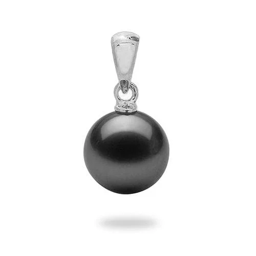 Tahitian Black Pearl Pendant in White Gold - 9-10mm