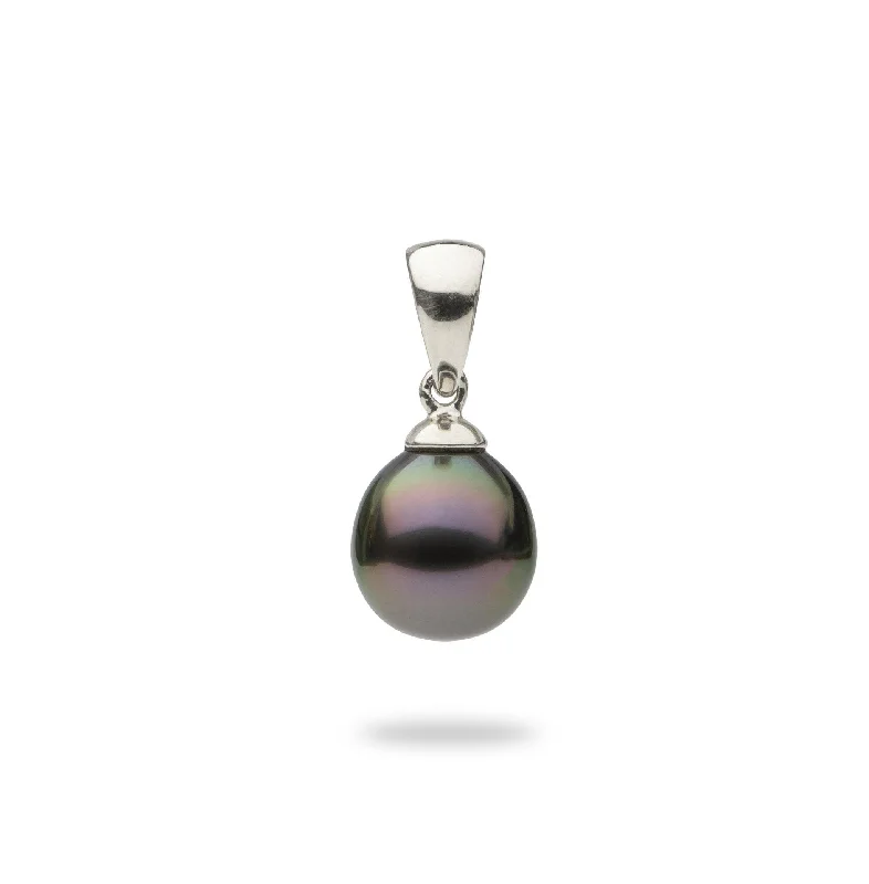 Tahitian Black Pearl Pendant in White Gold - 8-12mm