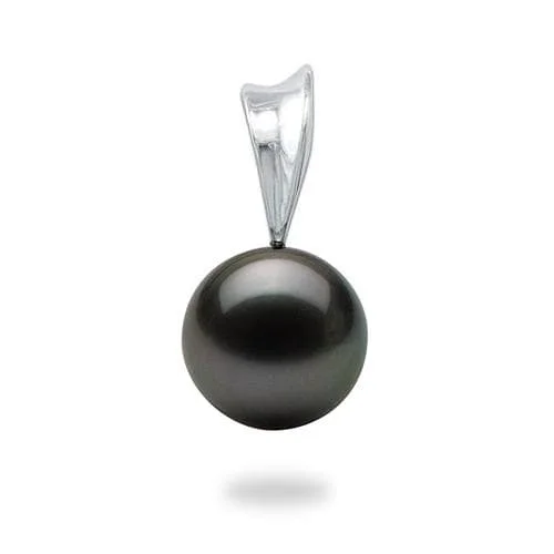 Tahitian Black Pearl Pendant in White Gold - 10-11mm