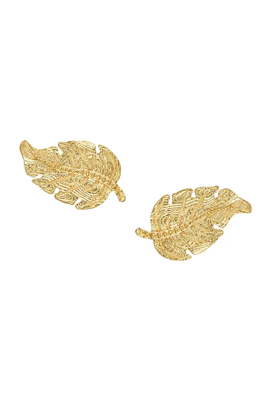 Diamond Leaf Stud Earrings