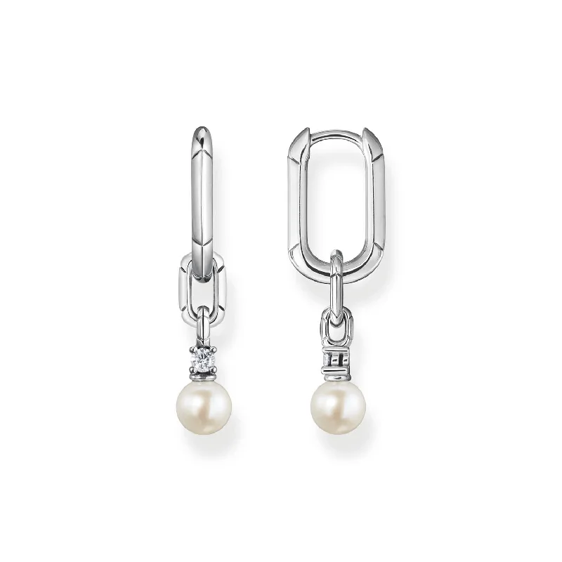 Thomas Sabo Heritage Sterling Silver Hinged Fresh Water Pearl Drop Earrings