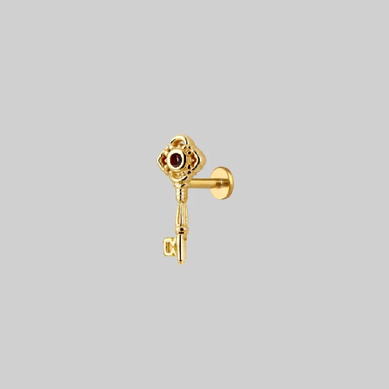 TWILIGHT. Skeleton Key Stud Earring - Gold