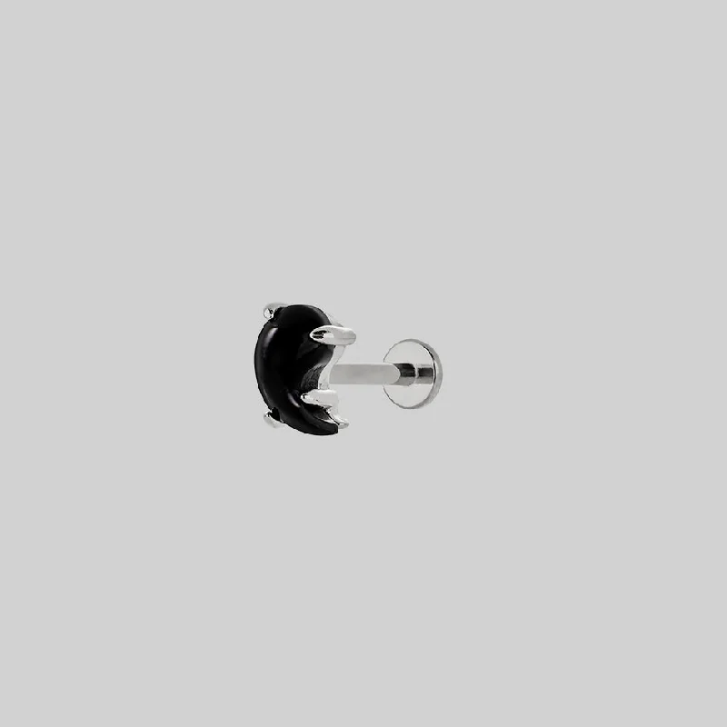 Yin & Yang Gemstone Stud Earring - Silver