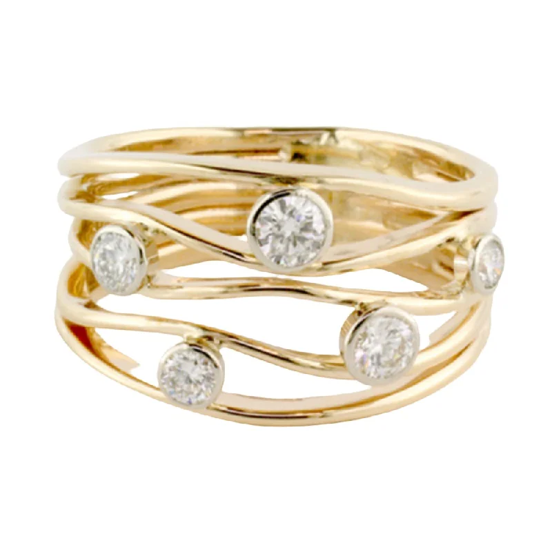 14k Diamond 5 Stone River Ring