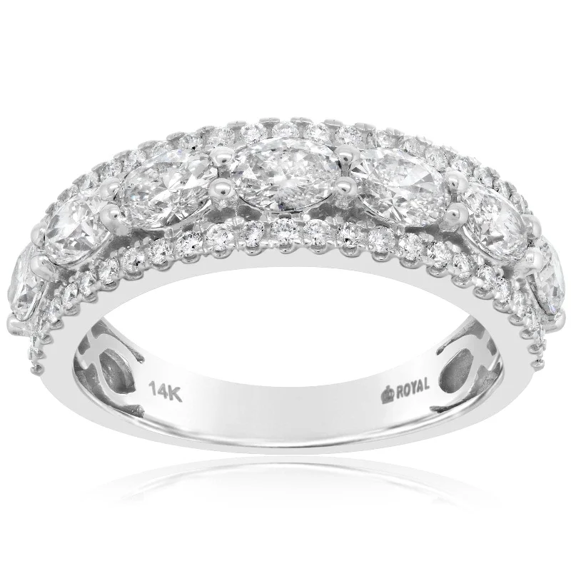 3 Row Oval & Round Diamond Band