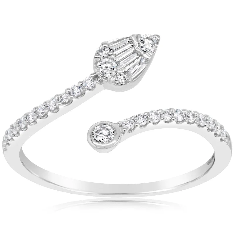 Baguette & Round Diamond Bypass Ring