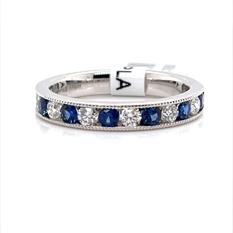 Bremer Jewelry Channel Set Sapphire and Diamond Fashion Ring in Platinum (0.96ctw)