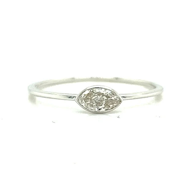 Marquise Diamond Stackable Fashion Ring in 18K White Gold (.21ctw)