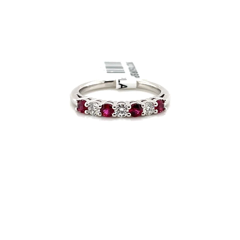 Bremer Jewelry Ruby and Diamond Half Anniversary Fashion Ring in Platinum (0.66xctw)