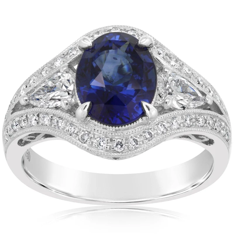 Ceylon Blue Sapphire & Diamond Ring