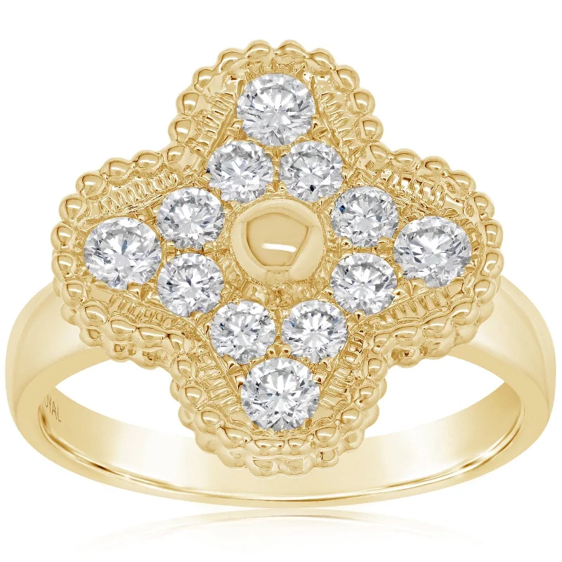 Diamond Quatrefoil Ring with Milgrain Details