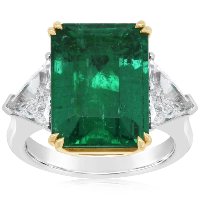 Emerald & Diamond Three Stone Ring