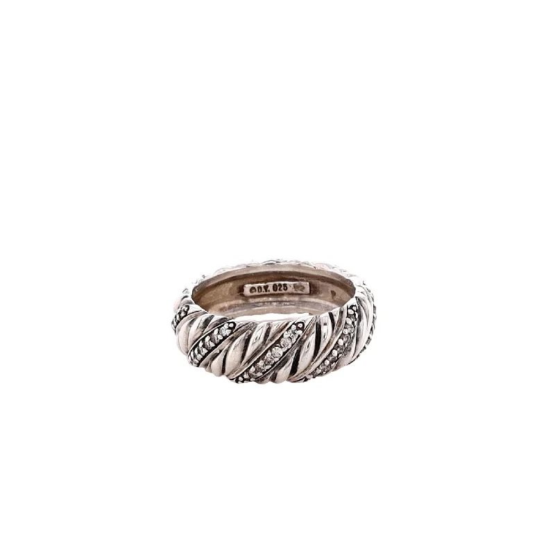 Estate David Yurman Sterling Silver Ring with 63 Diamonds