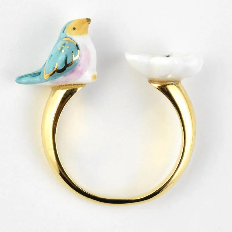 Harvest Time Bird and Flower Ring