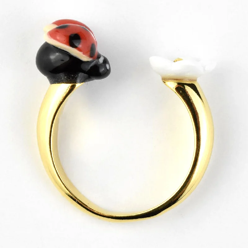 Ladybug and Flower Ring