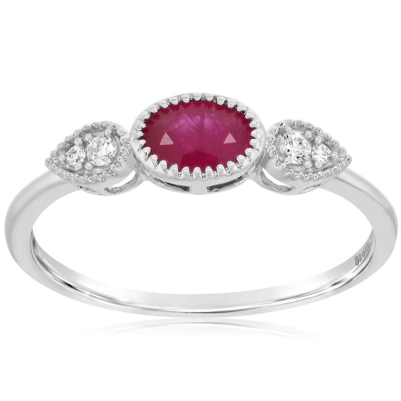 Milgrain Ruby & Diamond Ring