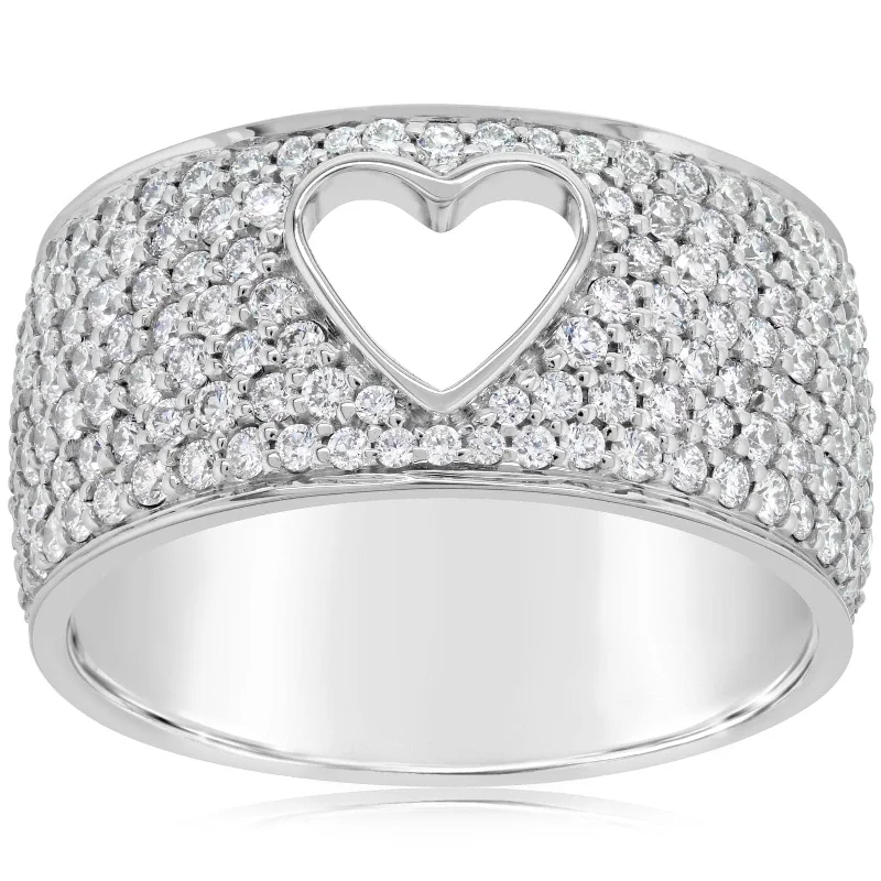 Pave Diamond Heart Cut Out Ring