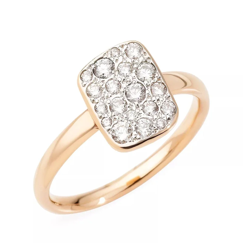 POMELLATO Sabbia Small Rectangular Diamond Ring