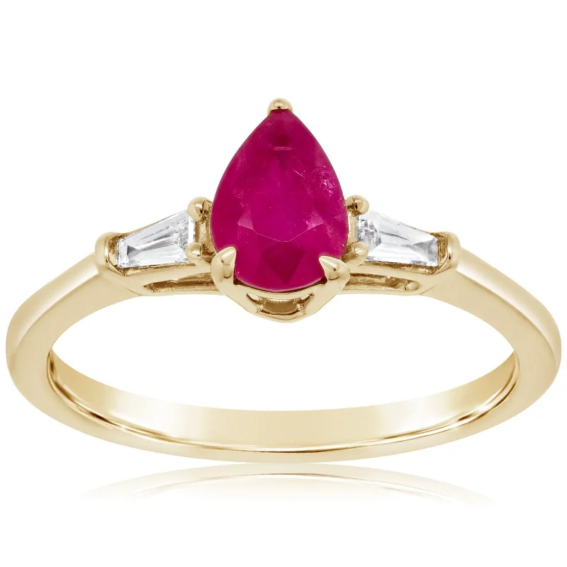 Ruby & Diamond Three Stone Ring