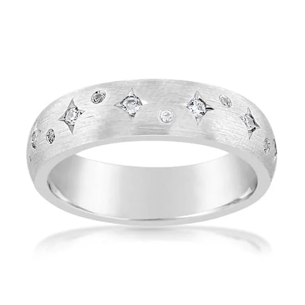 Satin Star Diamond Wedding Band