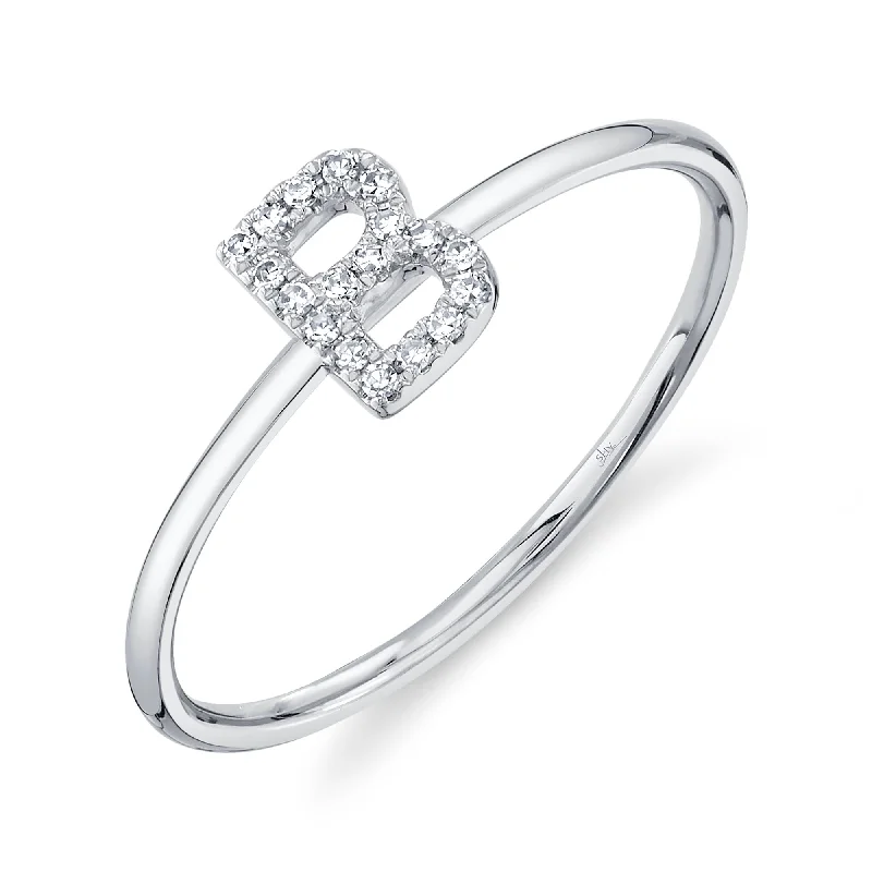 0.06CT 14K W/G DIAMOND LADY'S RING - INITIAL B