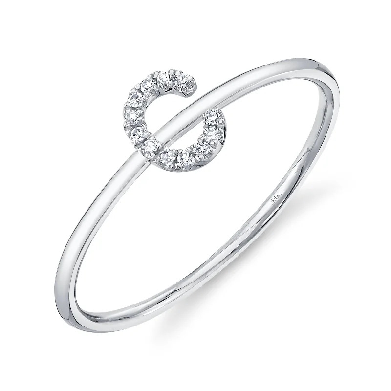 0.04CT 14K W/G DIAMOND LADY'S RING - INITIAL C